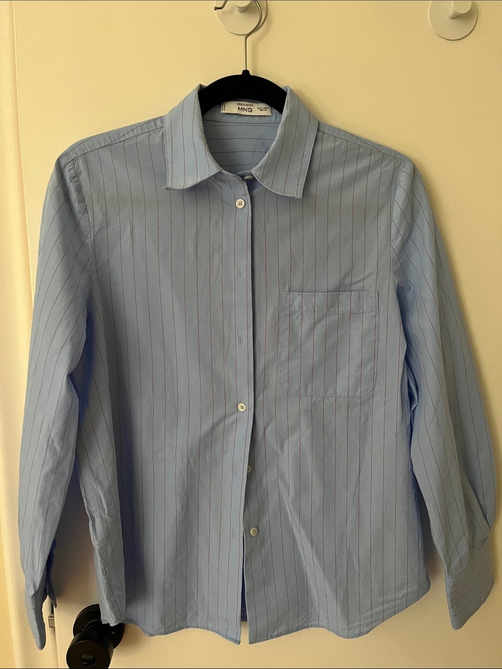 Mango Light Blue Pinstripe Cotton Shirt